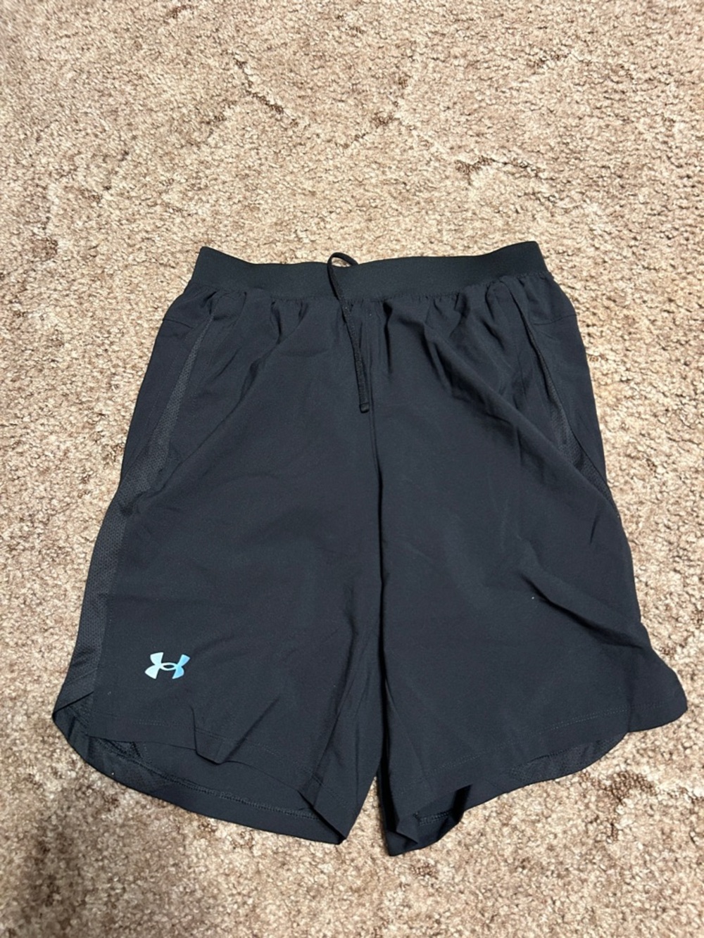 Under Armour Men’s Black Training Shorts with Light Blue Logo